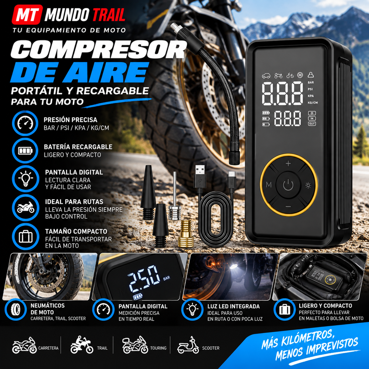 Smart Wireless Tire Inflator Dual-Screen Digital Display Portable High Pressure Electric Car Air Pump Rechargeable Air Compresso