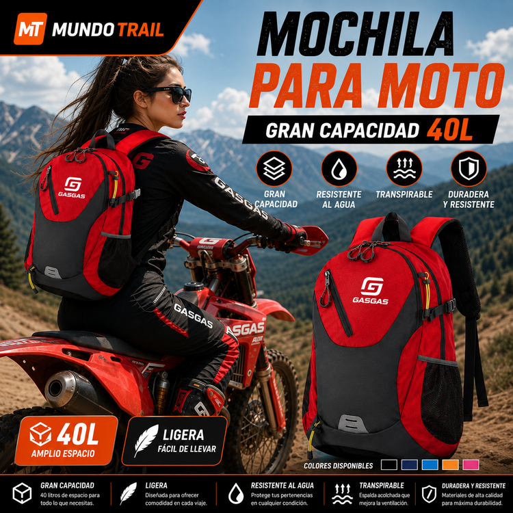 Mochila GAS GAS para moto de gran capacidad 40 L