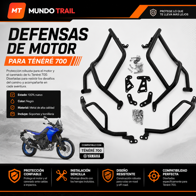 Defensas de motor y depósito para Yamaha Ténéré 700 2019–2025