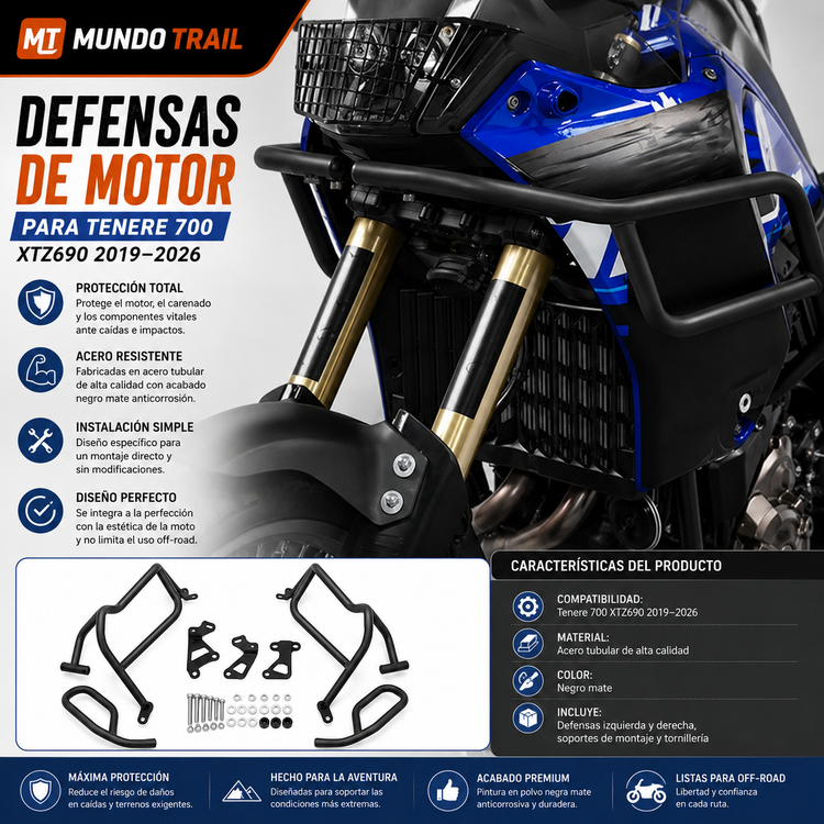 Defensas de motor MOSENET para Yamaha Ténéré 700 2019–2026