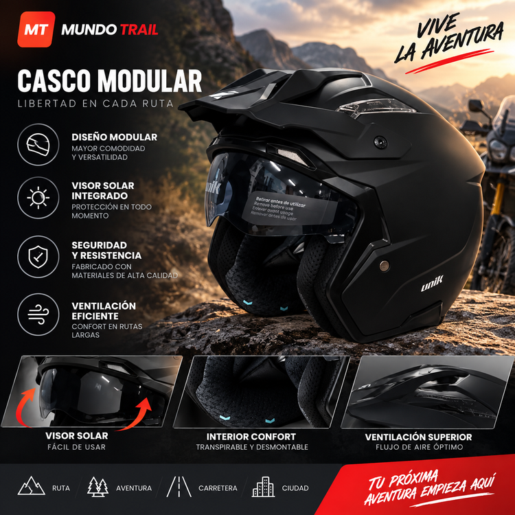 Casco trail UNiK con visor solar integrado