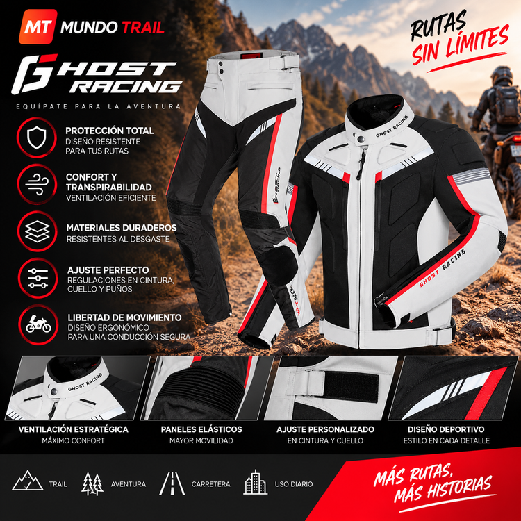 Chaqueta de moto GHOST RACING impermeable con protecciones