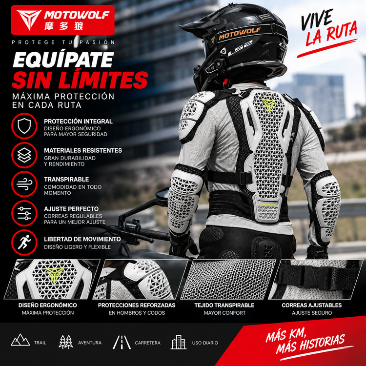 Armadura de protección para moto con protecciones CE
