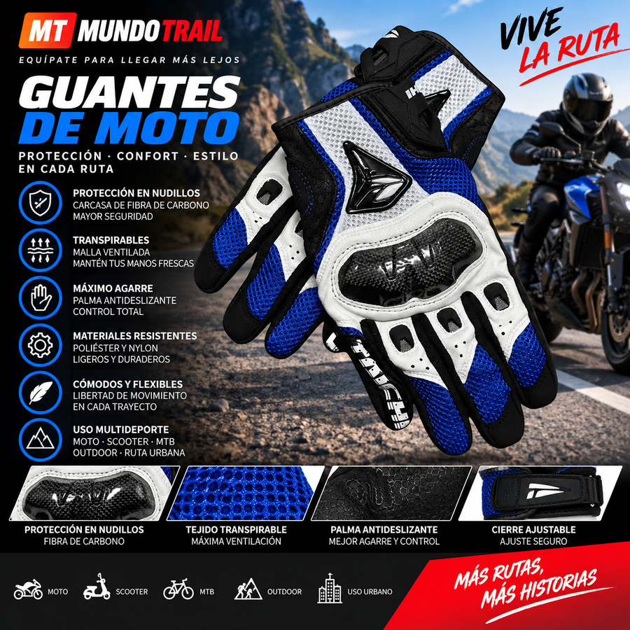 Guantes de moto de piel para primavera y otoño