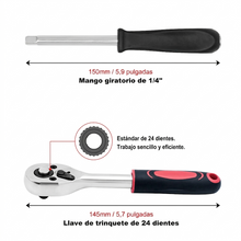 Juego de vasos de 1/4 de pulgadas, llave de carraca, dinamométrica, y herramientas de mecánica para moto