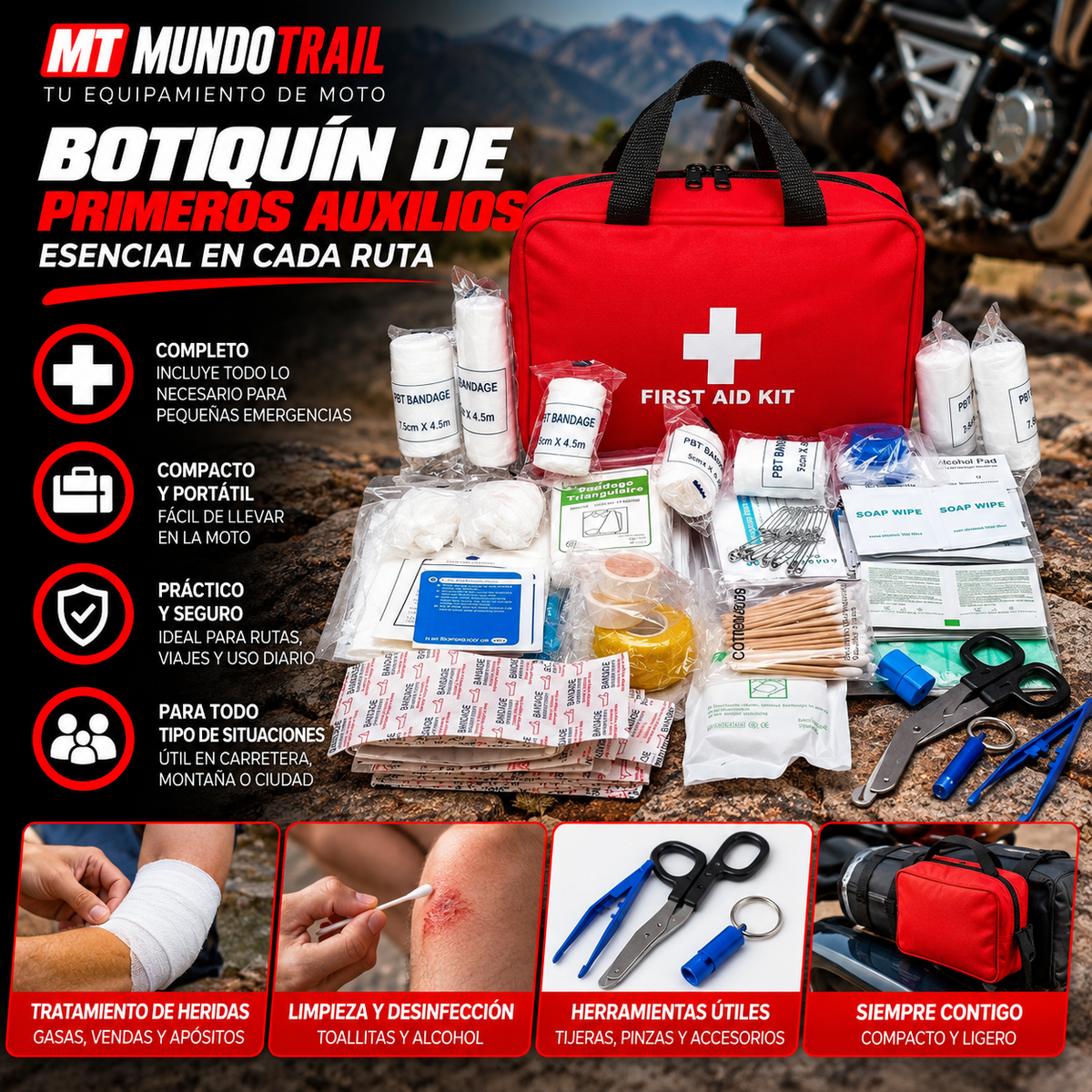 184pcs First Aid Kit, Multi-purpose Emergency Medical Supplies Portable Medical Bag, For Outdoor Hiking, Camping And More