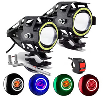Foco LED auxiliar U7 para moto con luz Angel Eye y 3 modos