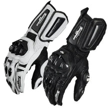 Guantes de moto de piel con protección de fibra de carbono
