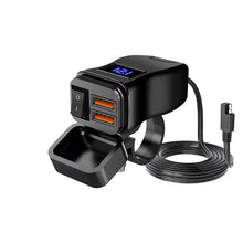 Cargador USB doble para moto QC 3.0 con voltímetro e interruptor