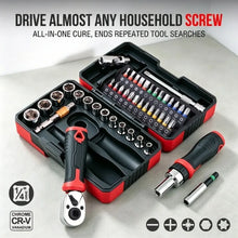 45Pcs Ratchet Socket Wrench Set 1/4 Inch Drive CR-V Steel 72-Tooth Magnetic Screwdriver Bit Kit for Home Repair DIY with Case