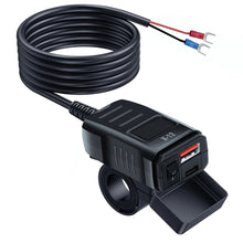 Cargador USB doble para moto QC 3.0 con voltímetro e interruptor