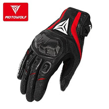 Guantes de moto MOTOWOLF MDL0305 de piel con protección y función táctil