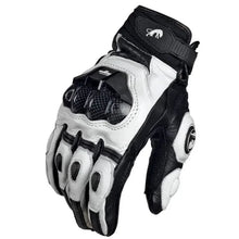 Guantes de moto de piel con protección de fibra de carbono