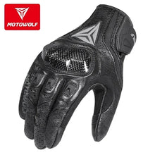 Guantes de moto MOTOWOLF MDL0305 de piel con protección y función táctil