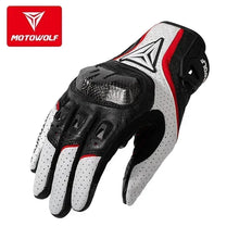 Guantes de moto MOTOWOLF MDL0305 de piel con protección y función táctil