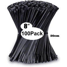 Zip Ties Assorted Sizes(4”+6”+8”+12”), 100/400 Pack Black Cable Ties UV Resistant Wire Ties