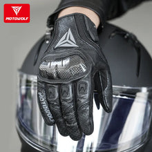 Guantes de moto MOTOWOLF MDL0305 de piel con protección y función táctil