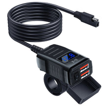 Cargador USB doble para moto QC 3.0 con voltímetro e interruptor