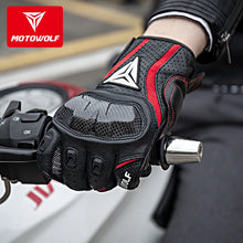 Guantes de moto MOTOWOLF MDL0305 de piel con protección y función táctil