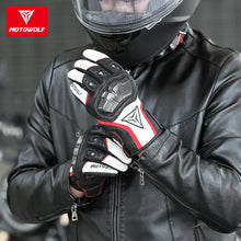 Guantes de moto MOTOWOLF MDL0305 de piel con protección y función táctil