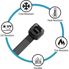 Zip Ties Assorted Sizes(4”+6”+8”+12”), 100/400 Pack Black Cable Ties UV Resistant Wire Ties